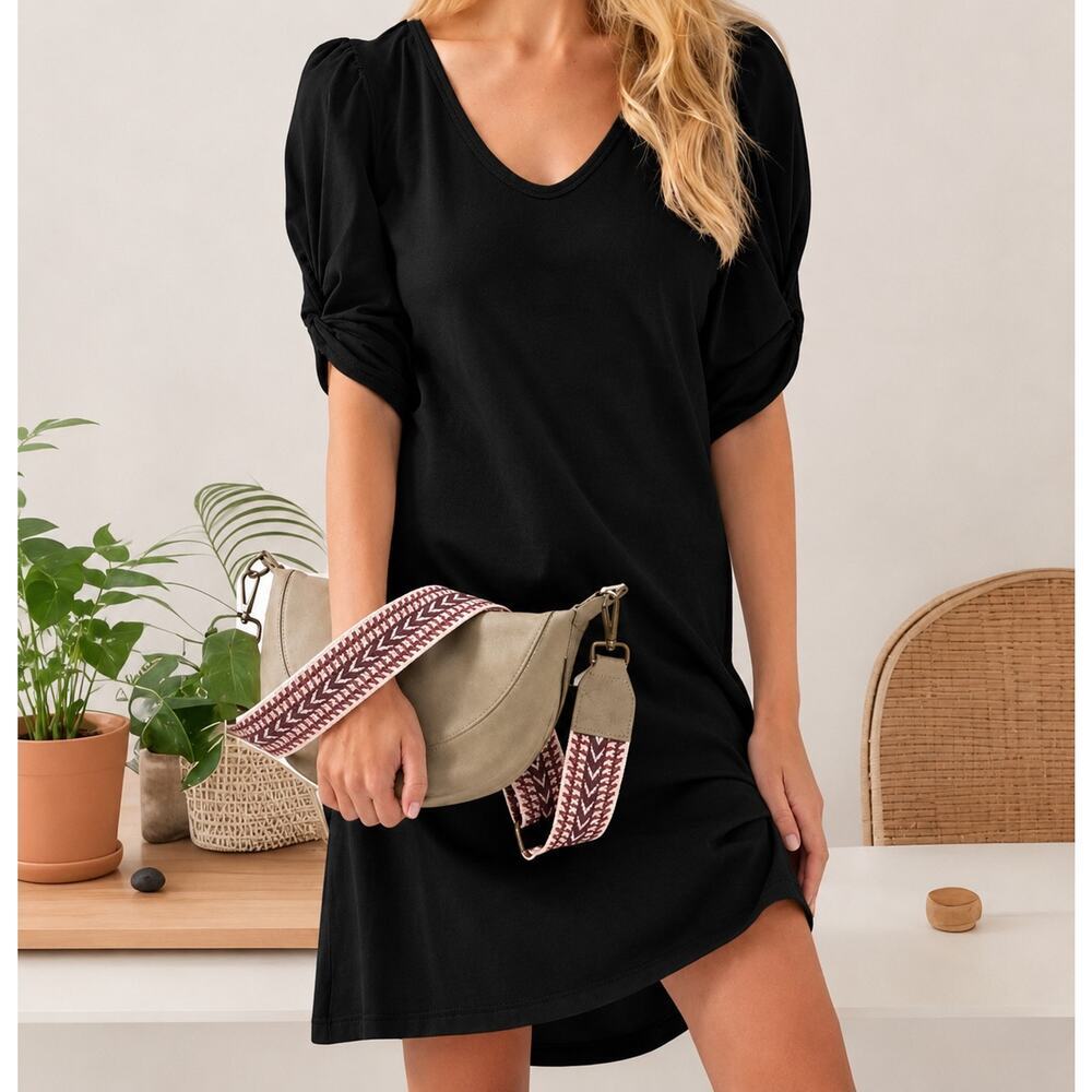 Amadi Anthropologie Black Puff Sleeve Dress Tunic NWT M